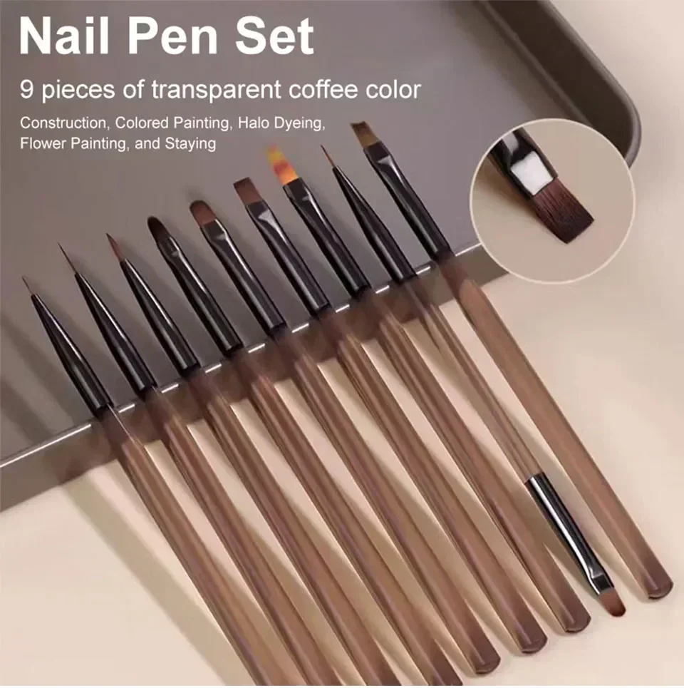 

9PCS Nail Brush Liner DIY Painting Pen Manicure Acrylic Drawing Brush for Nail Art Design Nails Tip Display Painting Tool