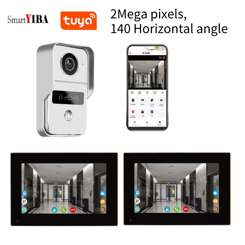 

SmartYIBA Tuya Wifi Doorbell 2 MP Digital Camera Surveillance Video Door Phone 140 Horizontal Angle Visual Intercom System