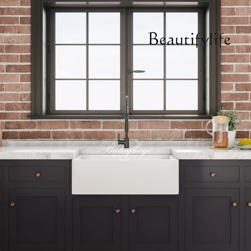 

American front semi-embedded sink open kitchen high temperature refractory soil washing bowl