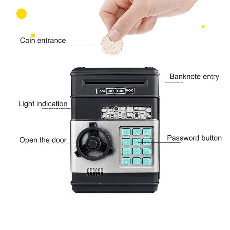 Safe Deposit Box, Banknotes, Cash Box, Gifts, Electronic Piggy Bank, ATM Password, Cash Box, Cash Coin Box, ATM Bank