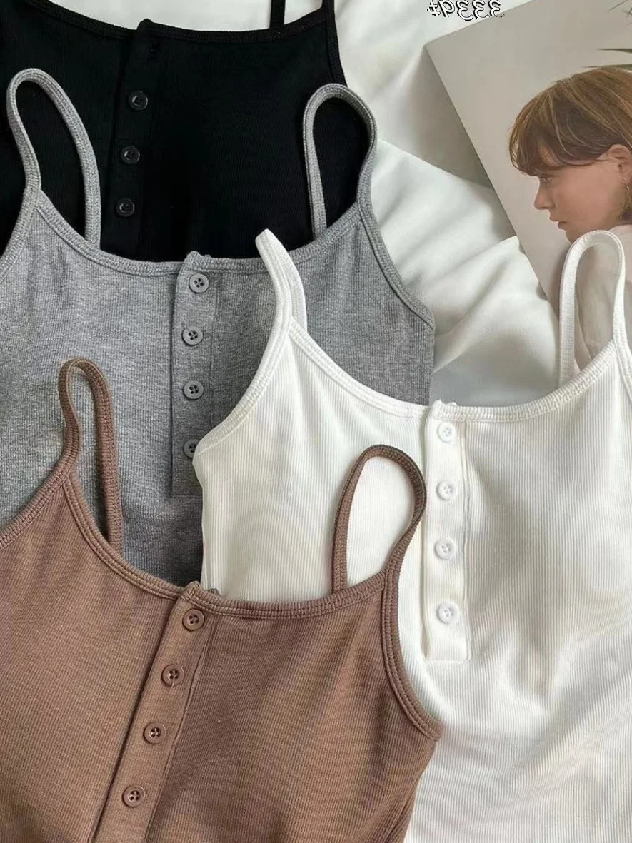 

plus Size Women's Tank Top with Strap Chest Pad Summer New Sle Commute Korean Version Base Layer Inner Wear Outer Wear