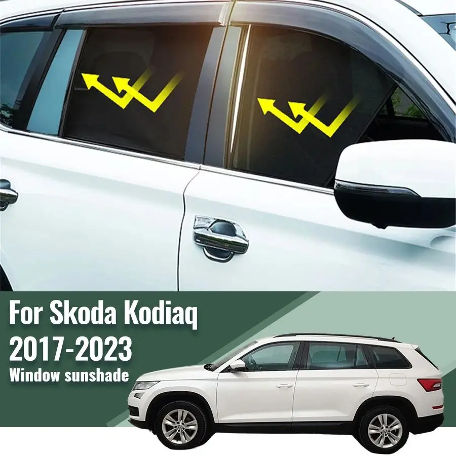 

For Skoda Kodiaq NS7 2017-2023 Magnetic Car Sunshade Shield Front Windshield Frame Curtain Rear Side Window Sun Shade Protector