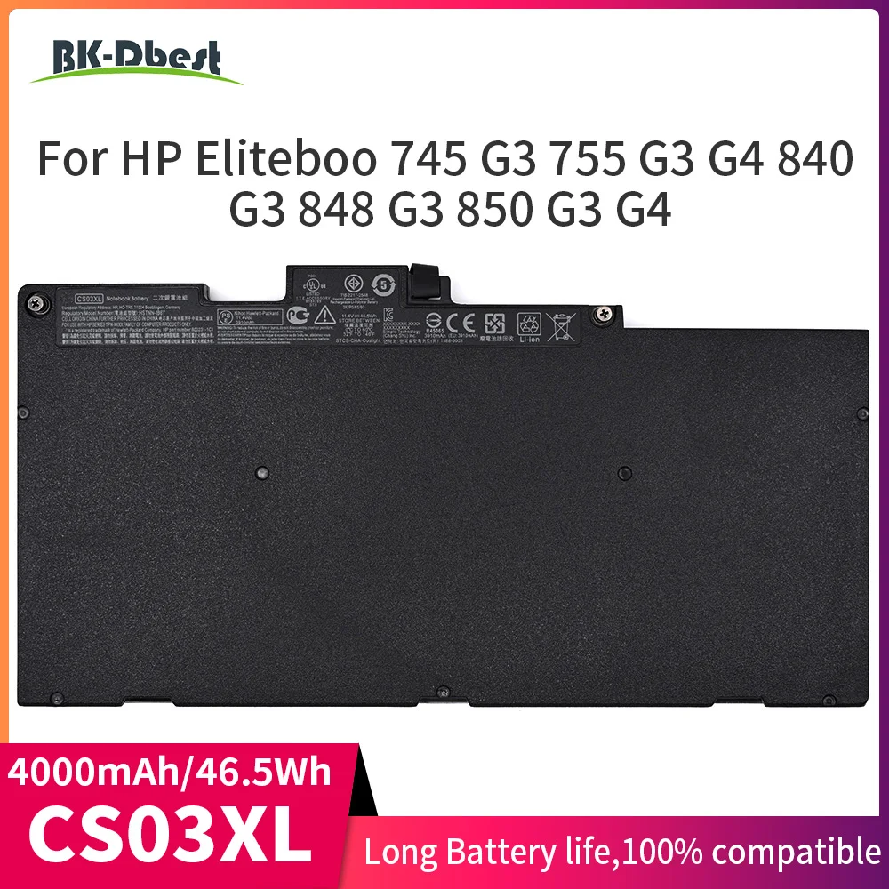 

BK-Dbest Wholesale Brand New Hot sale 11.4V 46Wh CS03XL Laptop Battery For HP EliteBook 745 755 840 848 850 ZBook 15U G3 G4