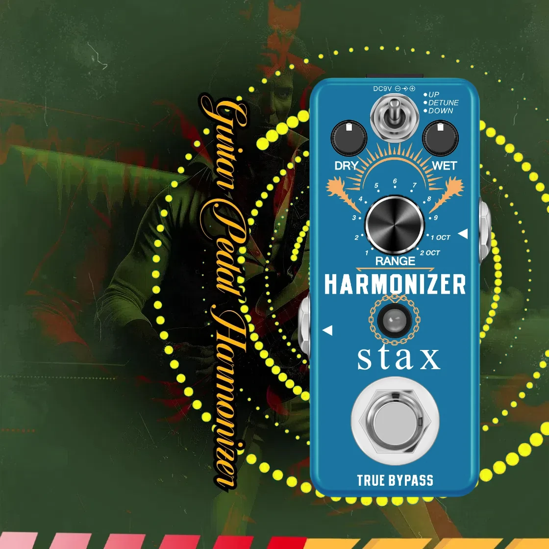 Stax Guitar Harmonizer Pedal Digital Effect Pedal Harmonic Harmony Pitch Shifter Detune True Bypass For Electric Guitar Bass