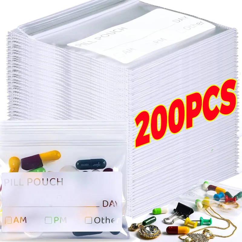 200/50 قطعة حقيبة حبوب صغيرة واضحة حبوب منع الحمل موزع أكياس المحمولة السفر جوهرة الحقيبة الذاتي ختم جوهرة أقراط حقيبة التخزين مقاوم للماء #1