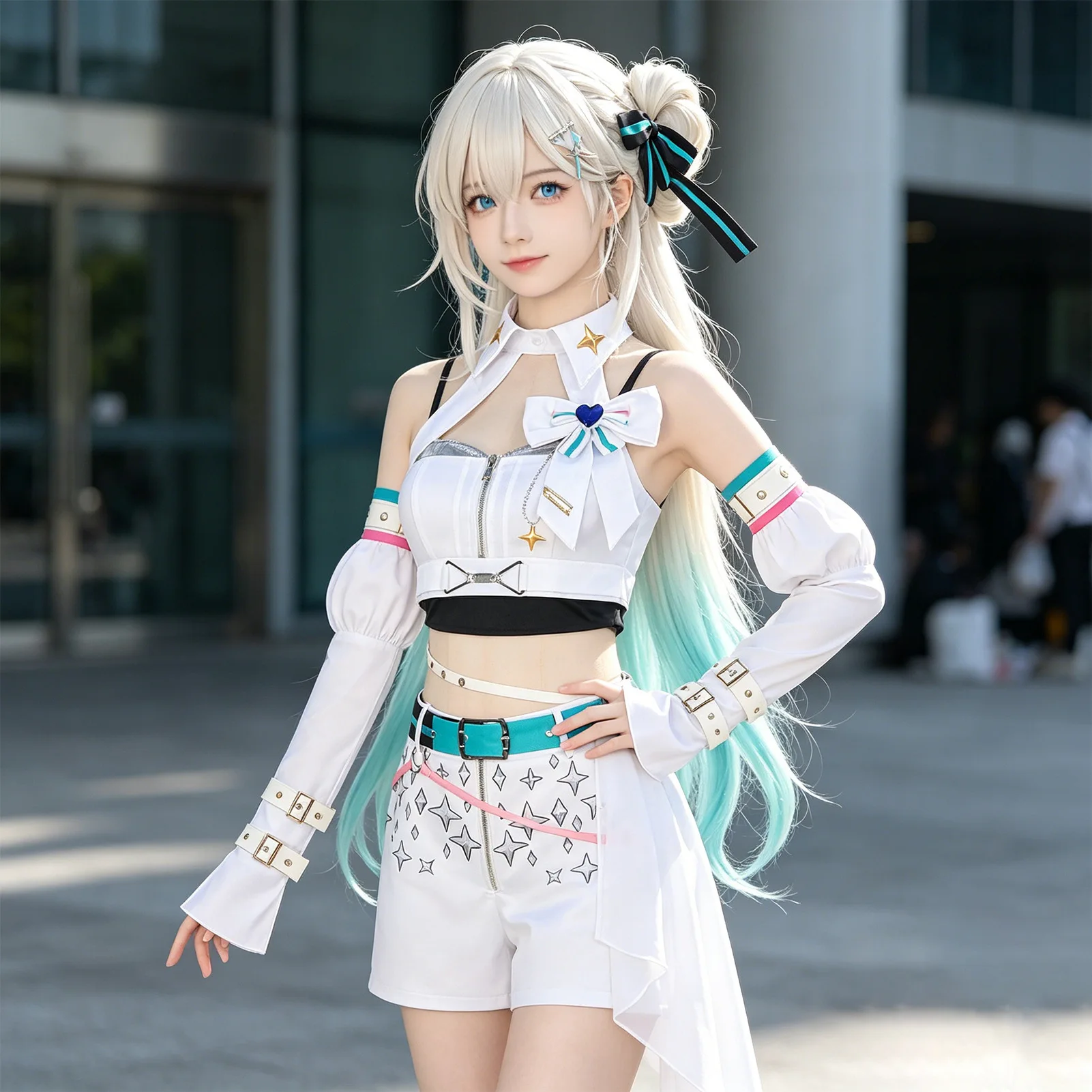 

Wuthering Waves Lynae Solar5 Cosplay Women Idol Stage Outfit Short Pants Uniform for Halloween Anime Party Performance