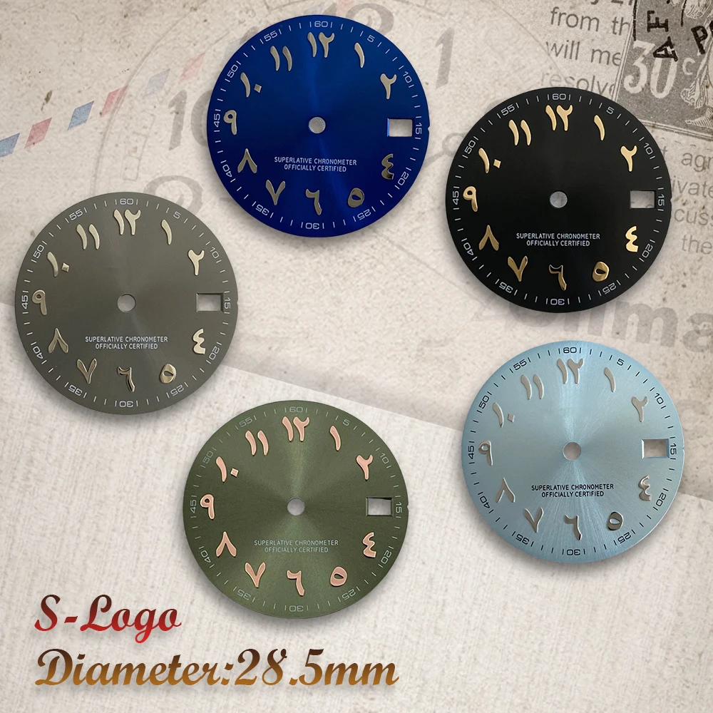 

28.5mm S Logo Arabic Numerals Dial NH35 Dial Sunray Dial for NH35/NH36 Mechanical Movement Men Watch Accessories