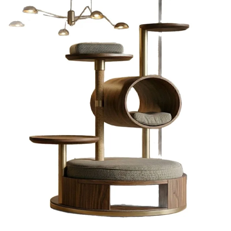 

Modern Italian solid wood cat climbing frame multi-functional cat nest integrated