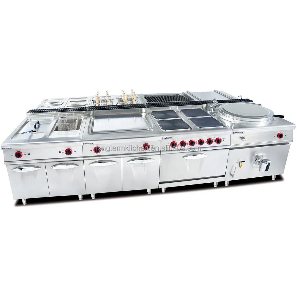 Commercial Full Series Kitchen Equipment Free Standing Stainless Steel 4 / 6 Burners Gas Cooking Ranges Stove With Oven