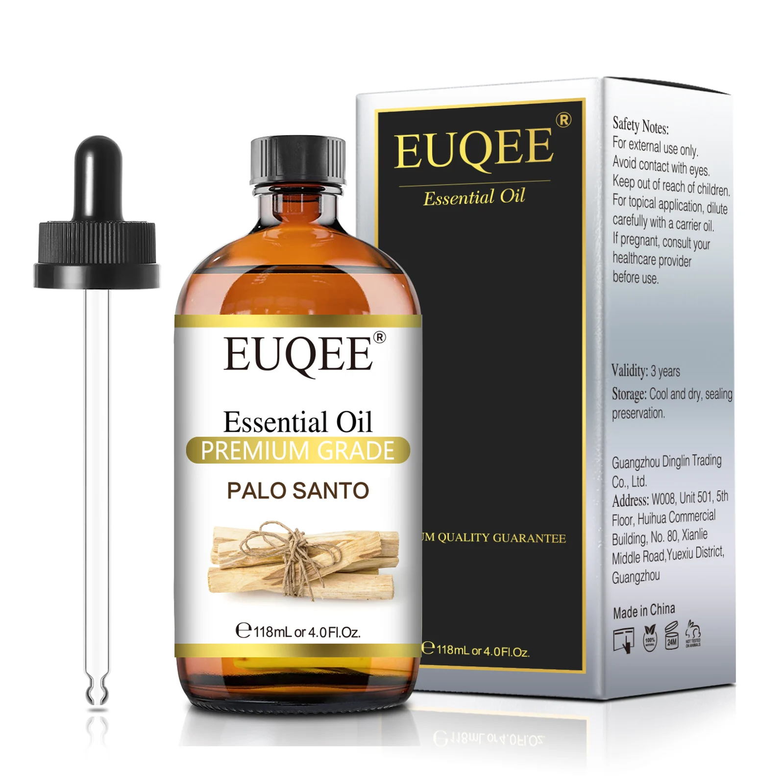 EUQEE Natural Essential Oil with Glass Dropper for Diffuser 118ml Lavender Cinnamon Palo Santo Cardamom Eucalyptus Aroma Oils