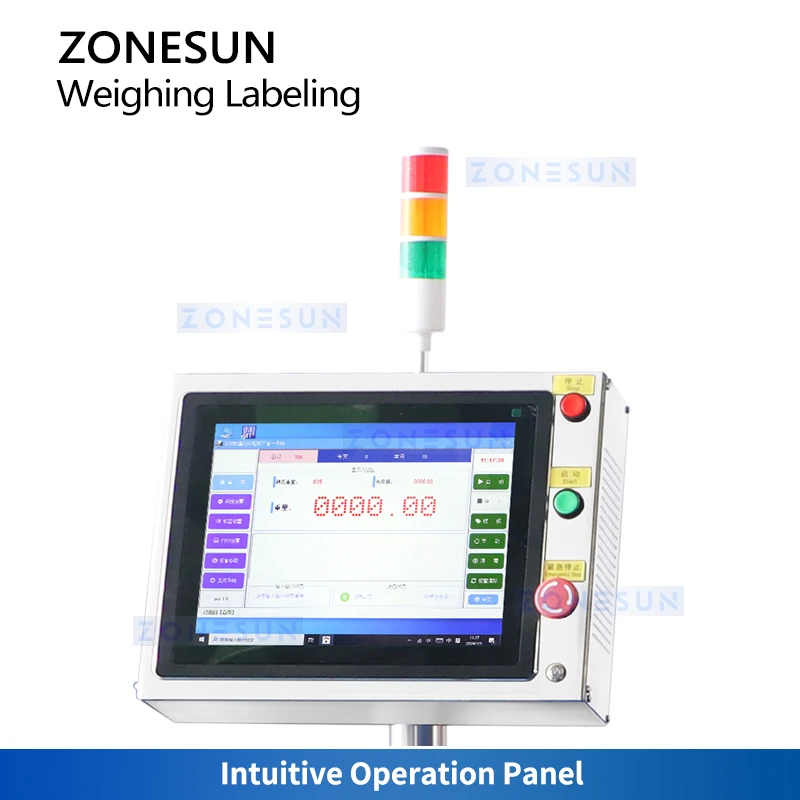 Zonesun ZS-ZBTB1 Horizontaler Durchflusswickler mit Wiegenpreis, Etikettierer, Kissenverpackungsmaschine