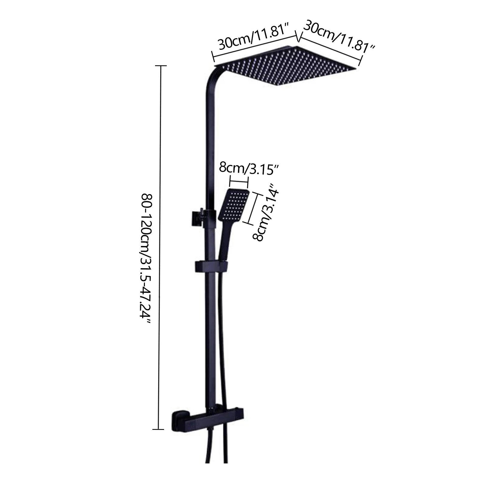 Schwarzes thermostatisches Duschset, verstellbar und einziehbar, sorgen für ein beruhigendes und entspannendes Duscherlebnis – Detail 2