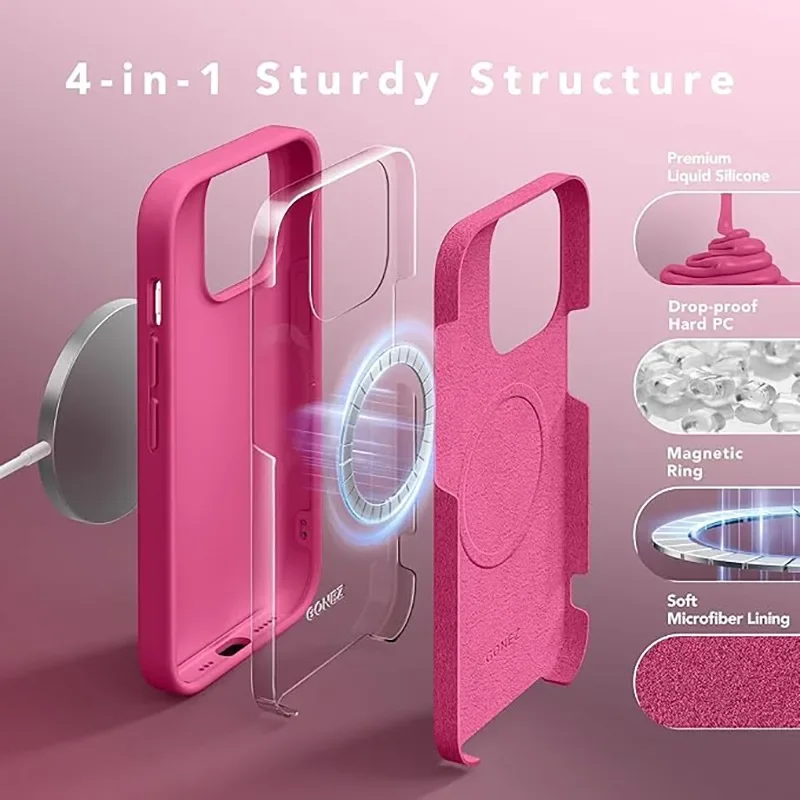 حافظة سائل من السيليكون الناعم المتدفق لهاتف آيفون 16 15 14 13 12 11 Pro Max Plus مغناطيسية لهاتف Magsafe غطاء ملون بني