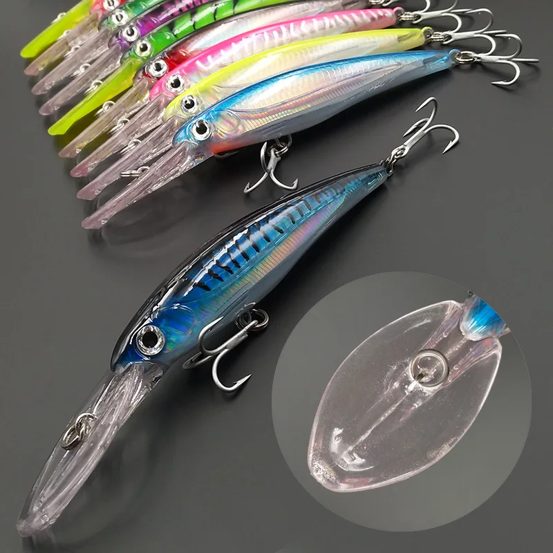 Lunker Big Large Slow Sinking Minnow 35g 50g 75g 98g Saltwater Ocean Sea Boat Trolling Fishing Hard Bait Lure Hooks GT Fish