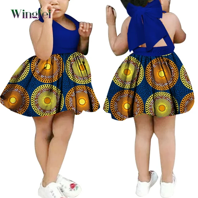 African Kid s Clothing Ankara Print Dresses Girl s Dashiki Cotton Clothes Children Dresses Kid s Attire WYT71