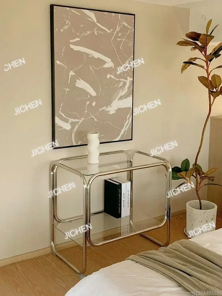 Vintage Nachttisch Seite ein Pair Creative Sofa Seite Schrank Glas transparent klein Tisch kleine Couchtisch Möbel