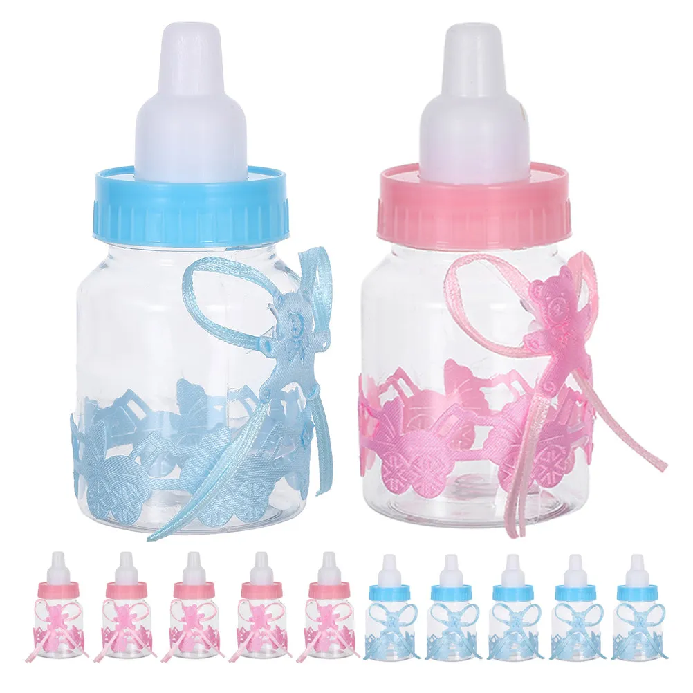 24Pcs Transparent Bottle Candy Boxes Refillable Milk Bottle Shower Favors Party Supplies Birthday Decorations