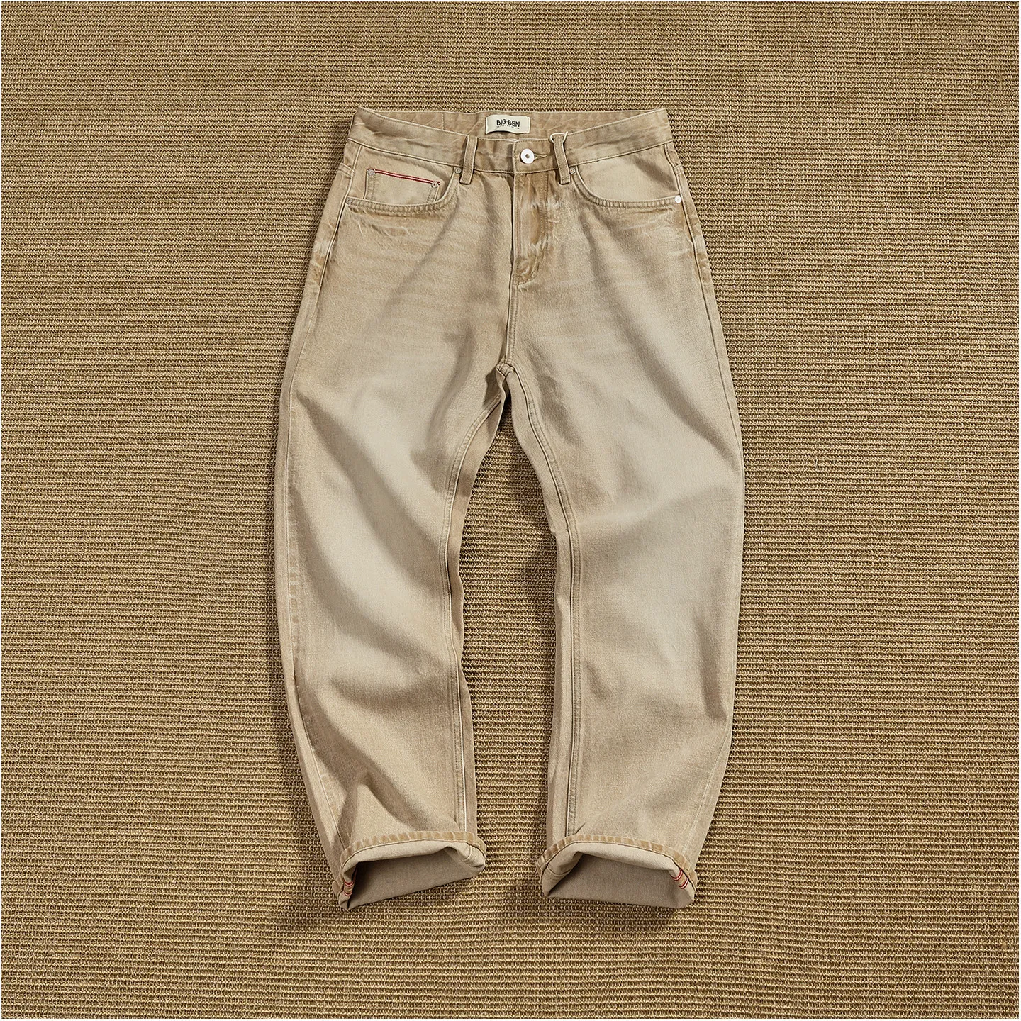 

W11 2026 Spring New American Retro Heavyweight High-end Comfort Jeans Men's Fashion 100% Cotton Washed Old Straight Casual Pants