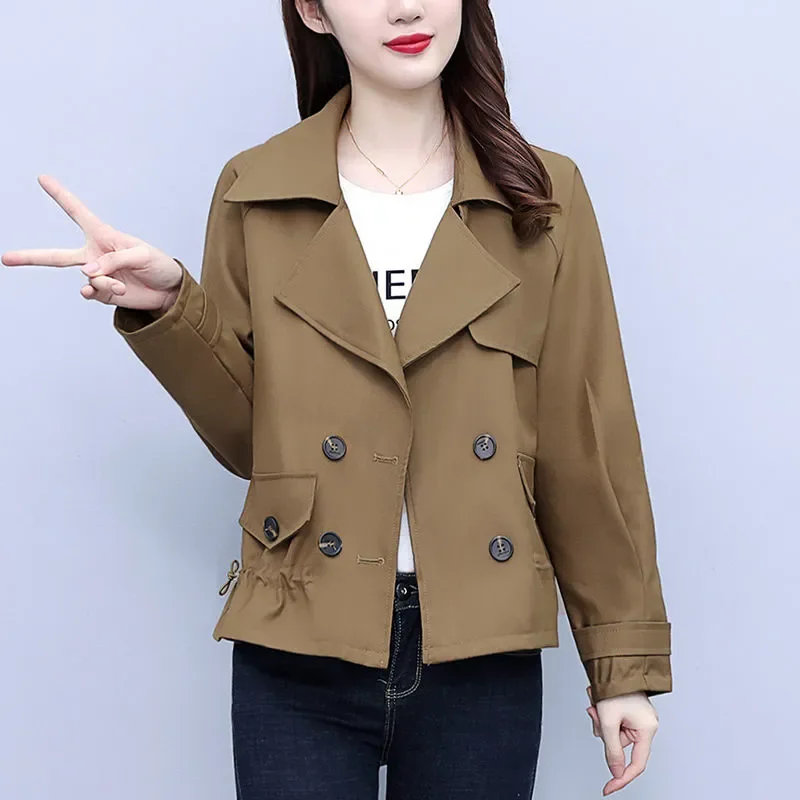 

Women's Double Breasted Slim Fit Jacket With Button Closure And Pockets For Casual Spring Autumn Wear