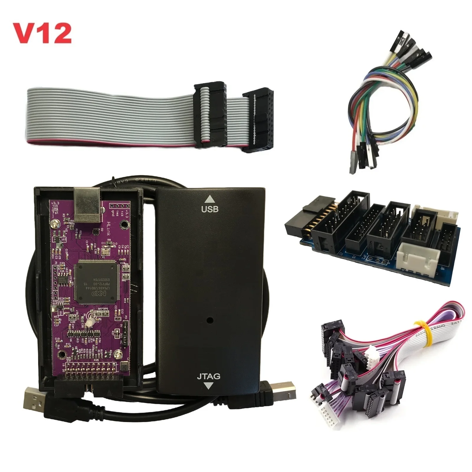 For J-LINK JLink V12 J LINK V12 Emulator Debugger Jtag Swd Programmer ARM STM32 MCU Debug Tool Adapter Full Set Update Online