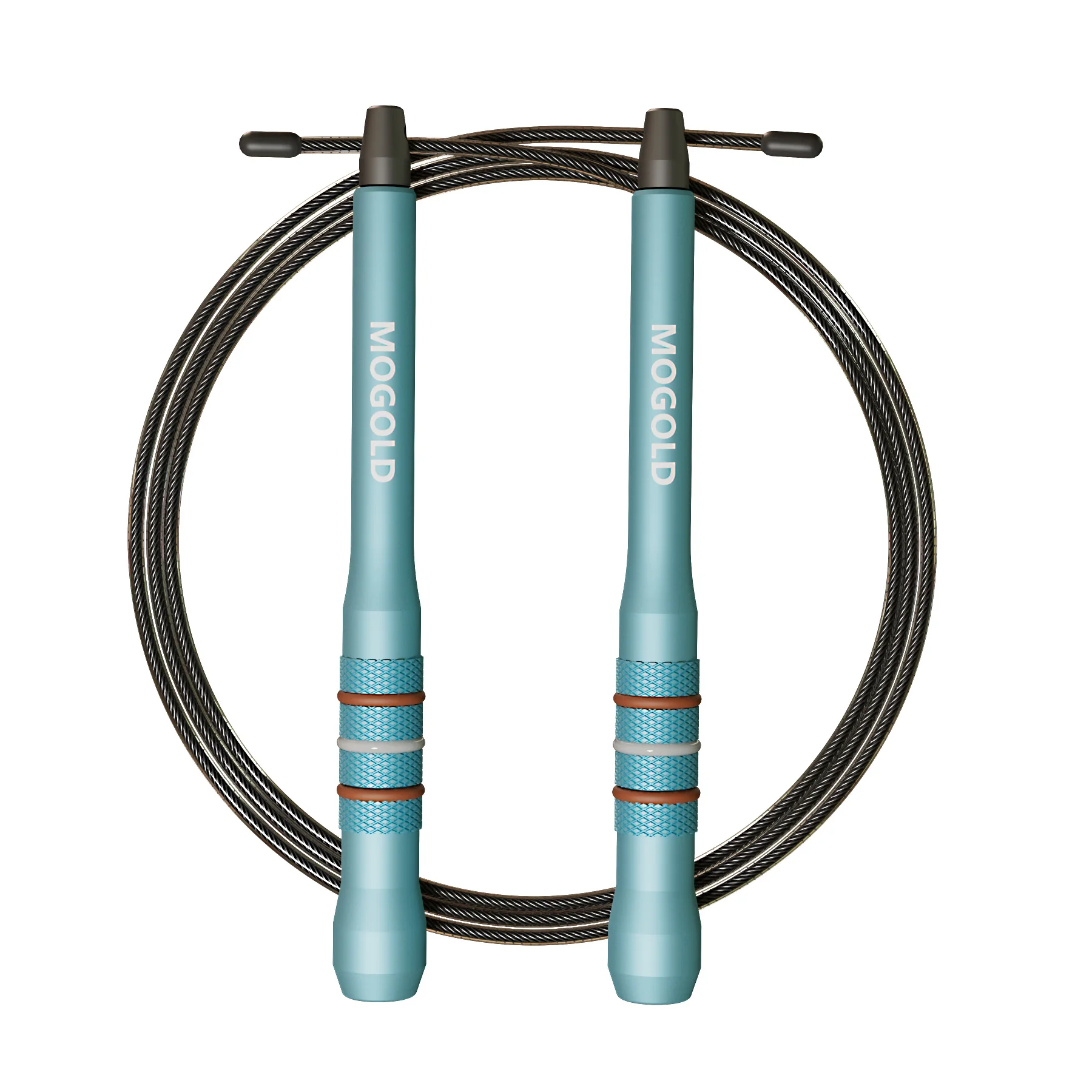 MOGOLD Professionelles Springseil – Hochwertiges Stahlseil und leichte, komfortable Griffe für Aerobic- und Fettverbrennungs-Workouts – Detail 5