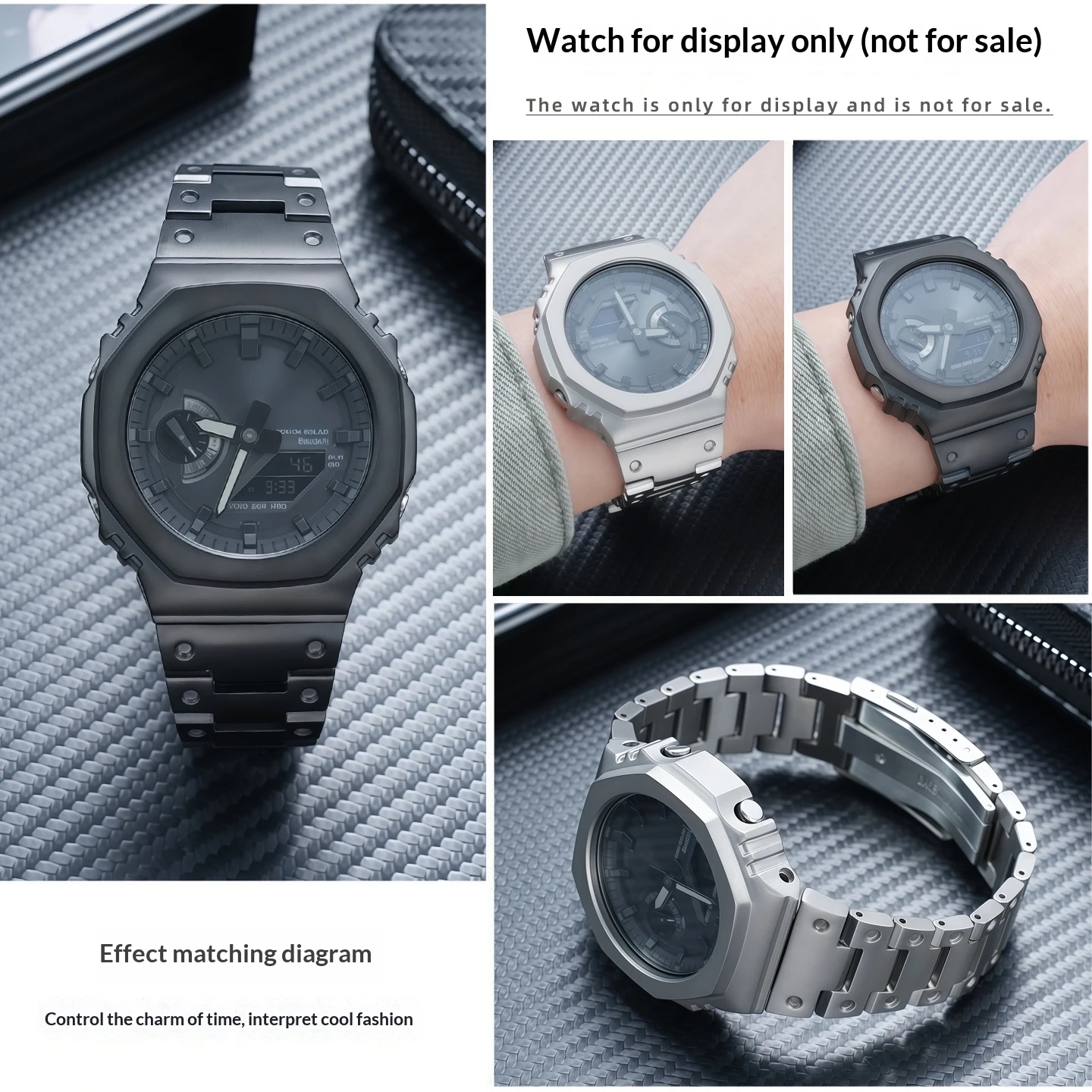 GA2100 Titanium Alloy Set For Casio G-SHOCK Octagonal Farmhouse Oak GA-2100 GA-2110 GA-B2100 Titanium Alloy Strap Case Set Black