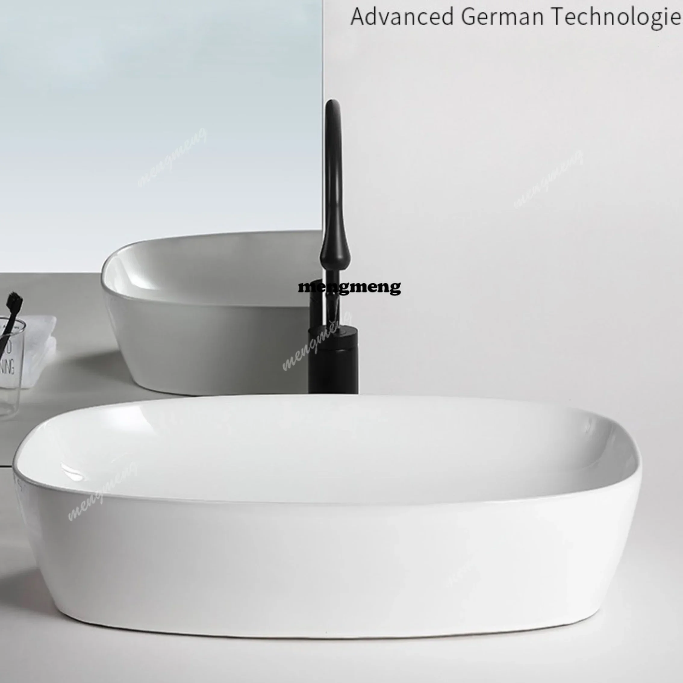 NQ52 Great discounts Countertop Basin Washbasin White Ceramic Washbasin Bathroom Art Basin Single Basin With Pull-out Faucet 600
