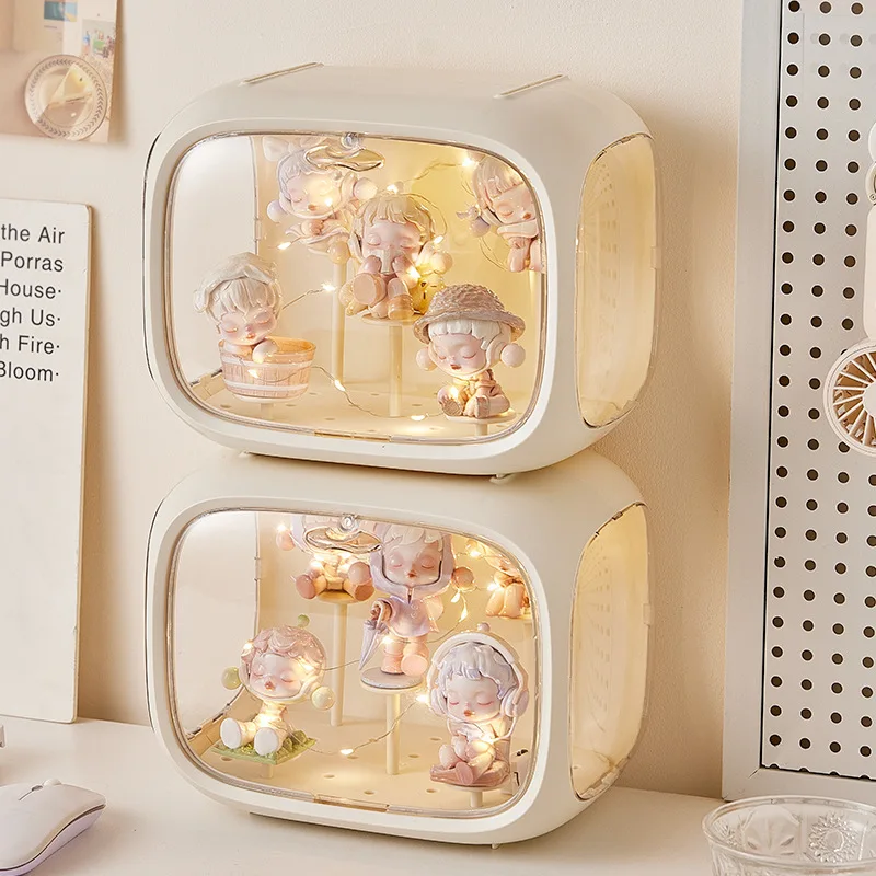 [Hot-Sale] Space Capsule Blind Box Model Storage Display With Light Mart Pop Doll Display Acrylic Transparent Figurine Box Model