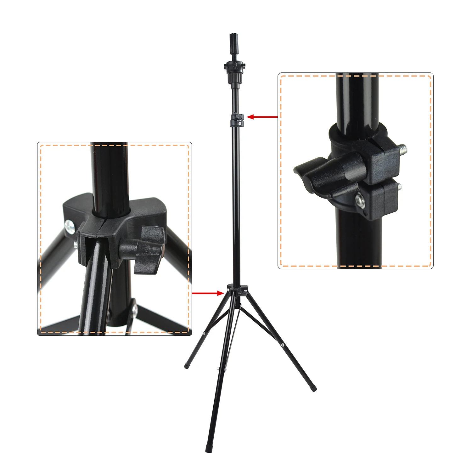 Mannequin Head Holder Tripod Black Hairdressing Training Head Stand Adjustable Wig Stand Tripod For Wig Making