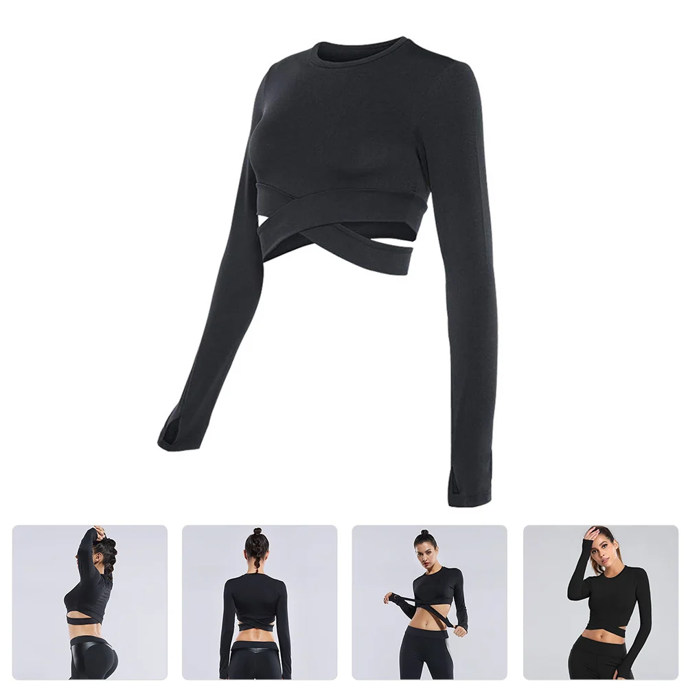 

1Pcs Women Sportswear Yoga Long Sleeve Clothes Skin-Friendly Sweat Absorbing Close-Fitting Upper Wear for Exercise and Fitness