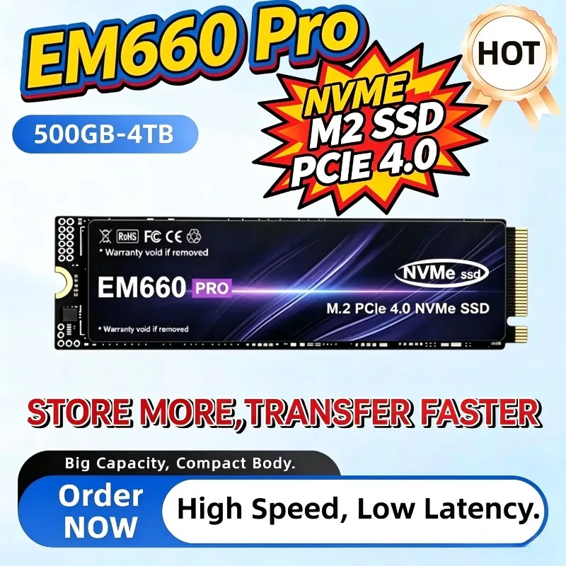 EM660 Pro M.2 SSD Hard Disk 1TB 2TB 7300MB/s NVMe M2 SSD 500GB PCIe 4.0 Internal Solid State Drive For Laptop Desktop PC