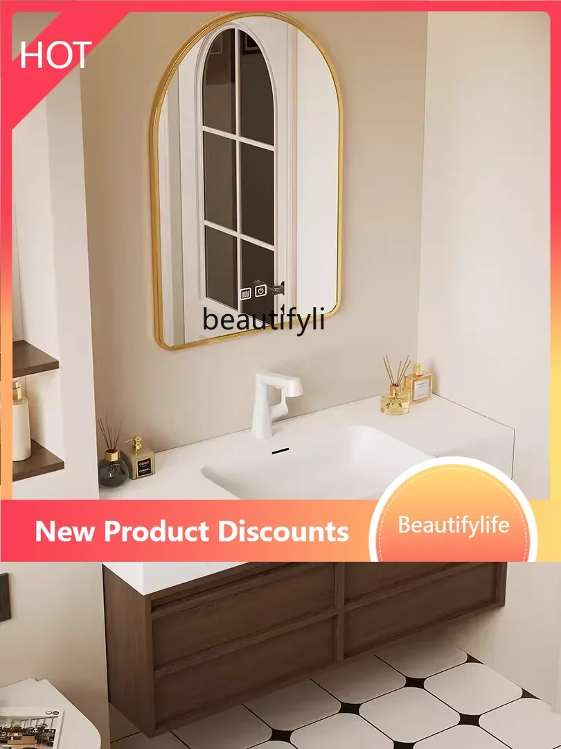 

smt53 Средневековый стиль, встроенная большая раковина на животе, комбинация шкафов для ванной комнаты, очень узкая зона для ванной комнаты, стиральный стол, на заказ