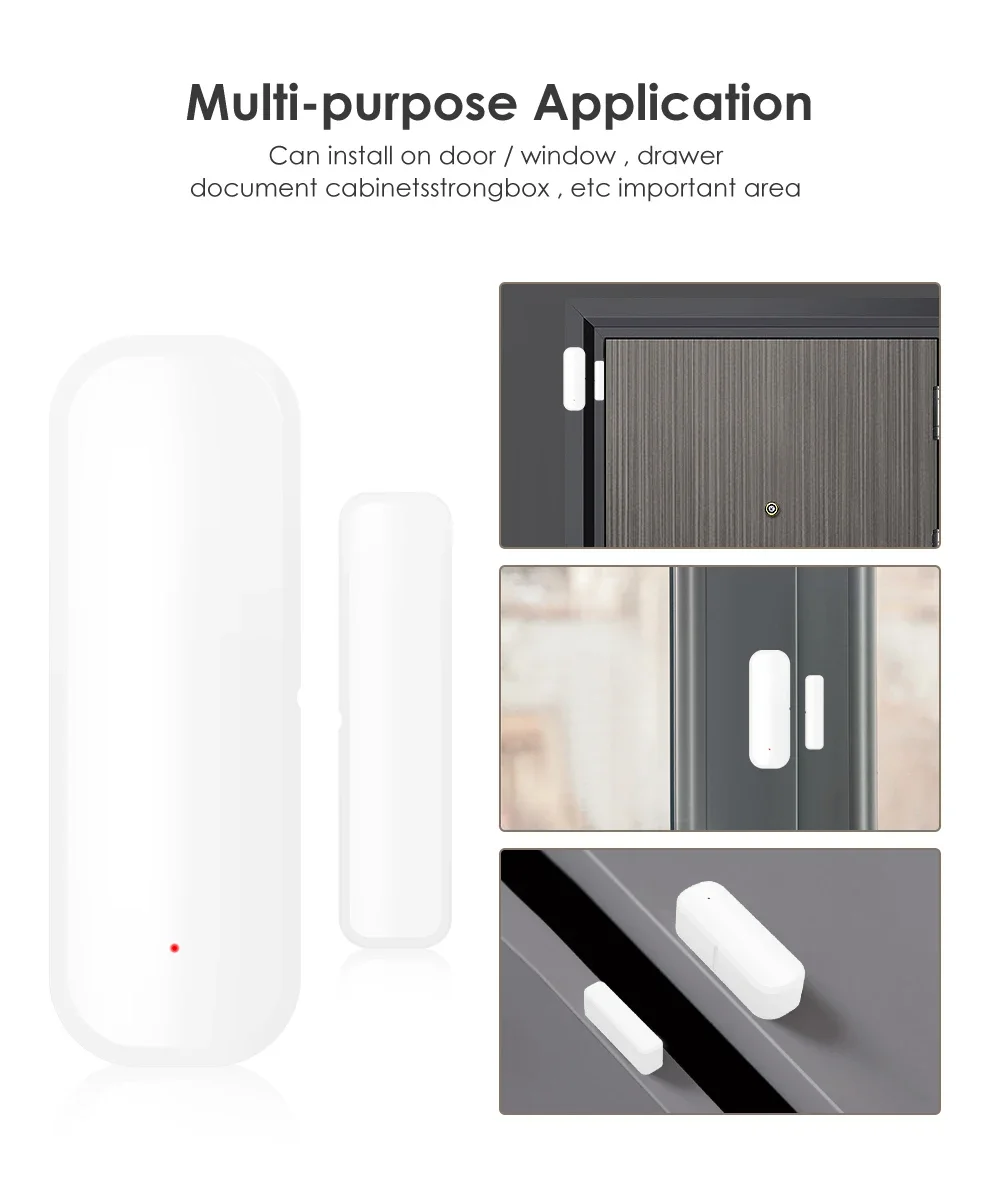 Tuya Zigbee Door Window Sensor APP تنبيه في الوقت الحقيقي متوافق مع Alexa Google Assistant Home Security Door Open Contact Sensor
