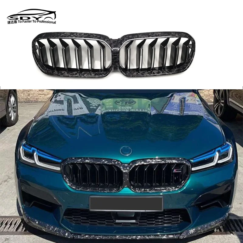 G30 F90 M5 LCI Forged Carbon Dual Slat Front Bumper Grille Front Grill For BMW 5 Series G30 F90 LCI