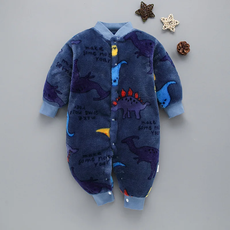 WUDIMIQI  New Baby Girl Boy Thick Romper Warm Winter Newborn Infant Baby Dinosaur Fleece Romper Jumpsuit Soft Pajamas Clothes