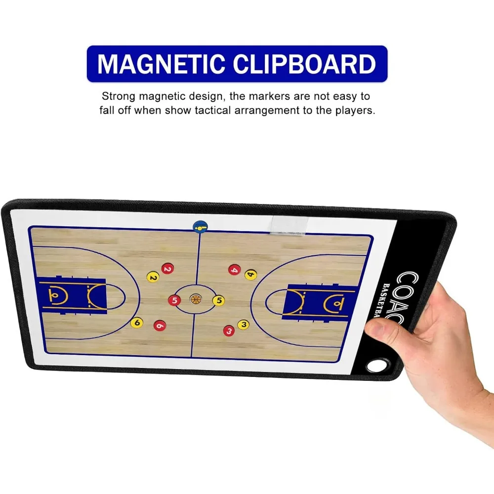 Basketball Magnetic Coach Board Double Sided Design Premium Dry Erase Coaches Clipboard with Two Marker Pen and Two Sets view 2