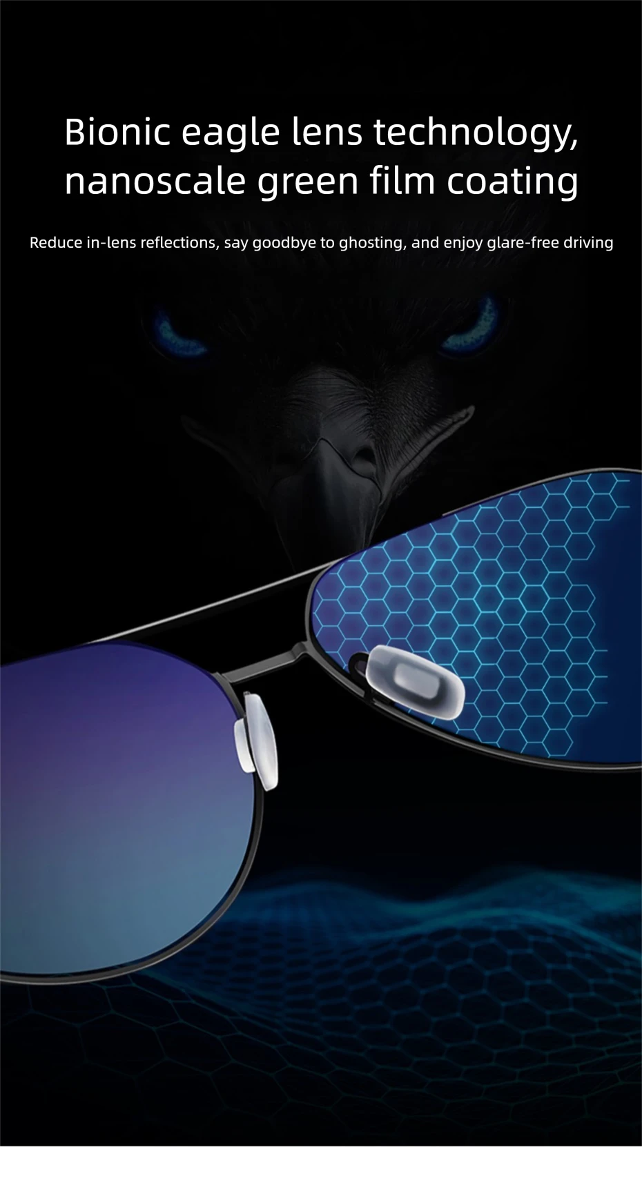 CAPONI Pilot Polarisierte Männer Schwarz Sonnenbrille Doppel Brücke Outdoor Fahren Sonnenbrille UV400 Original Design Schwarz Shades CP35713 – Detail 5