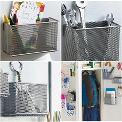 Metal Wire Mesh Magnetic Storage Basket Tray Desk Caddy Storage Organizer