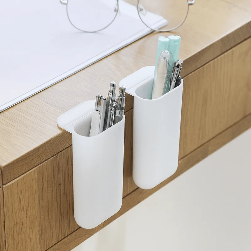 Multi Functional Desktop Display Pocket Pen Holder, Office Desk Stationery Pen Box, Adhesive Small Item Storage Tube