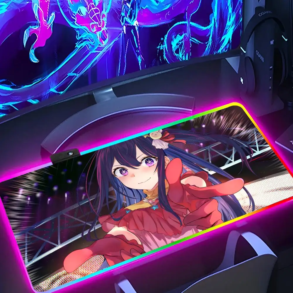 Ai Hoshino Mouse Pad Large RGB Mouse Pad XXL LED Mouse Mat Japan Mousepads Table Pads Keyboard Mats Desk Rug With Backlit