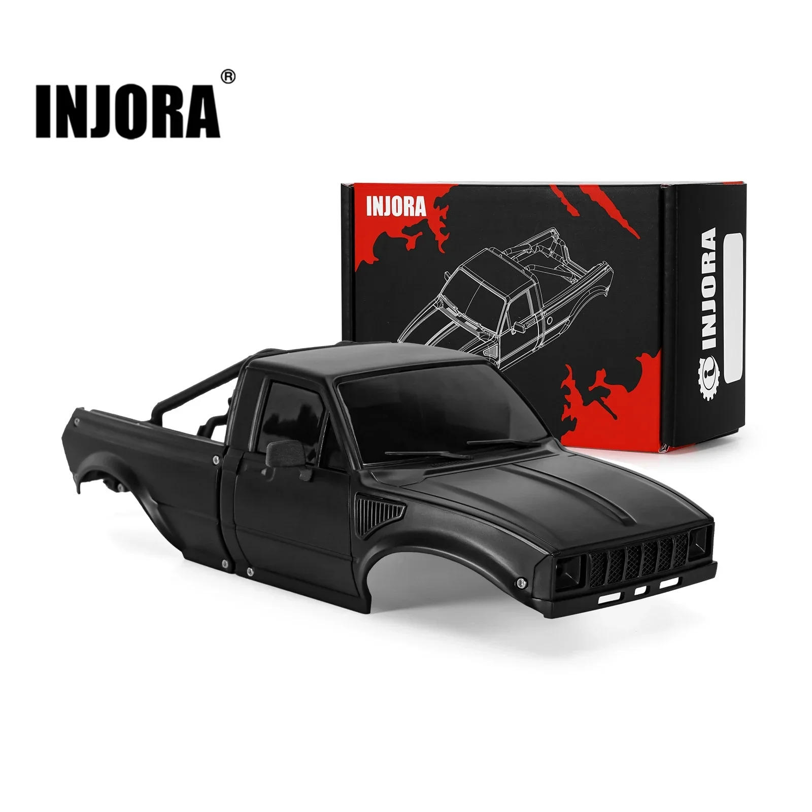 INJORA IR60-24 Pickup Hard Body Shell with Bed Rack for 1/24 RC Crawler Axial SCX24 C10 Bronco Jeep Wrangler Base Camp