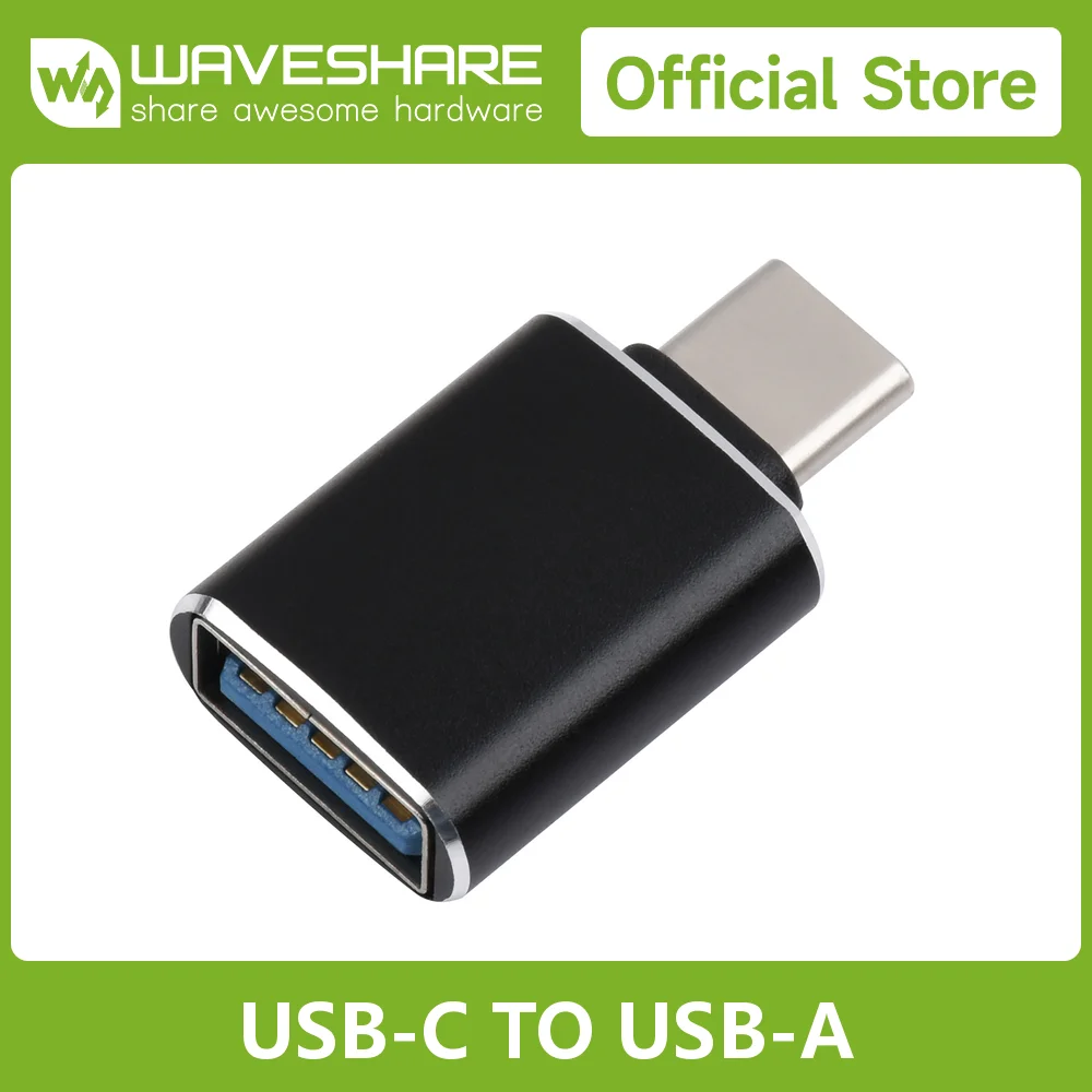 Waveshare USB Type-C Male To USB-A Female Adapter, USB-A Female, Type-C Male