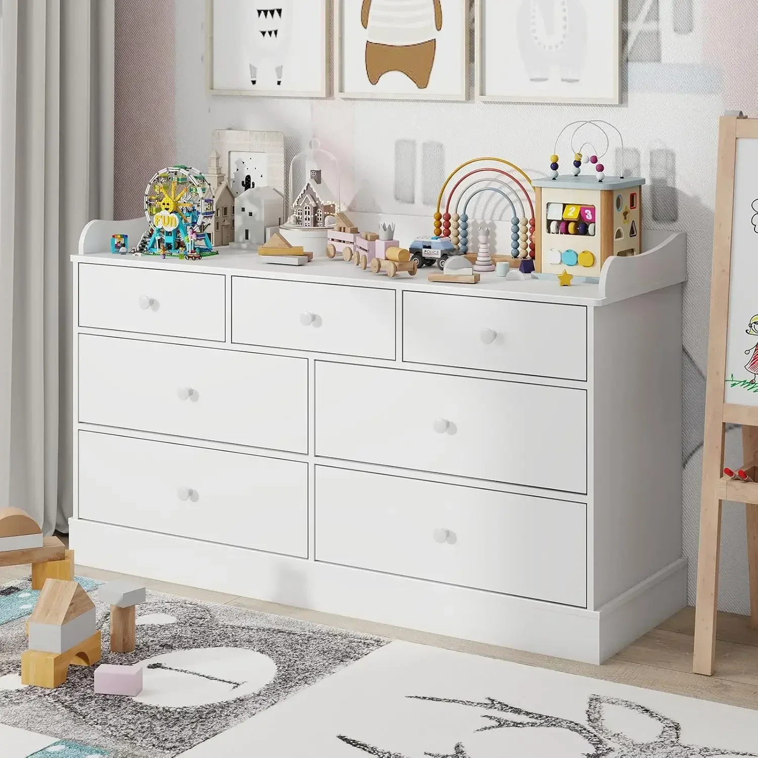 

Kids Dresser Cabinet with 7 Drawers, Changing Table for Nursery, White Chest of Drawers, Baby Dresser, Kids Bedroom Furniture, N
