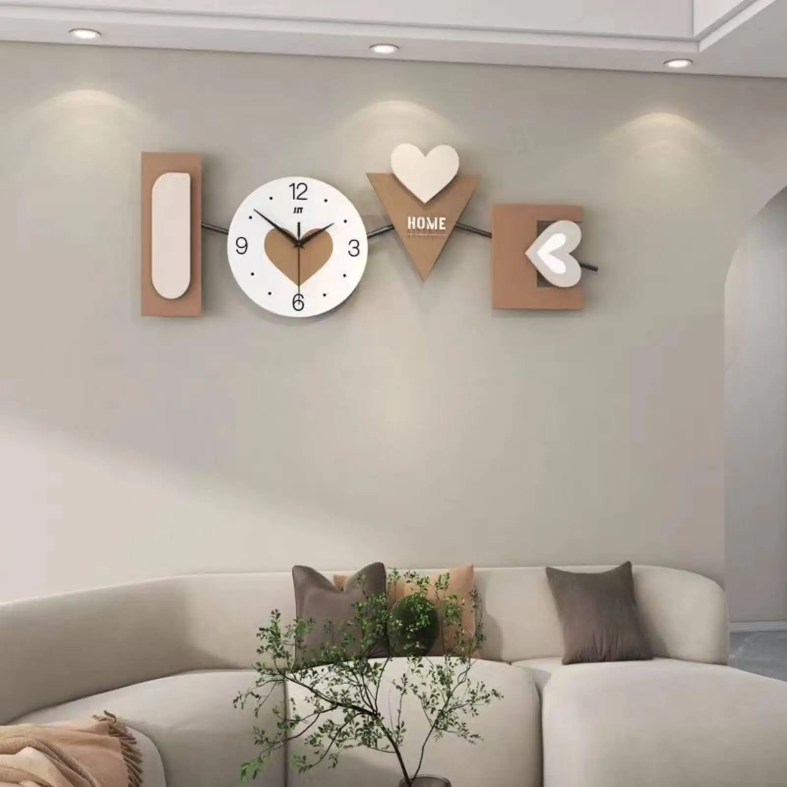 Artistic Love Wall Clock Modern Minimalist Design Silent Sweep Movement Quality Iron Frame for Living Room Bedroom Decor