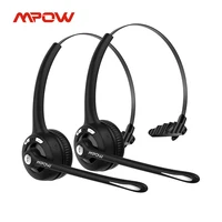 Paquete de 1/2 auriculares Mpow Pro Office inalámbricos Bluetooth V5.0 con micrófono 13H tiempo de conversación para centro de llamadas del conductor Skype Office