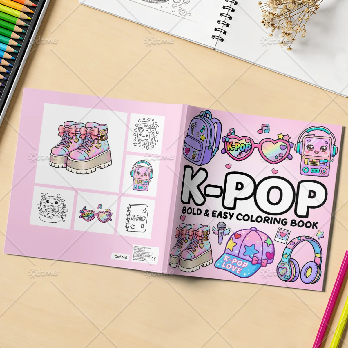 K-Pop Vibes Malbuch für Erwachsene und Jugendliche - Auffällige & Einfache Niedliche K-Pop Lifestyle-Muster, Stressabbau-Kunsttherapie-Zeichenbuch – Detail 2