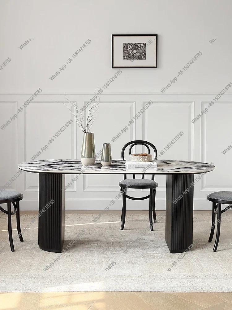 

MX Premium Luxury Stone Oval Dining Table Modern Simple Home Nordic French Retro Dining Table