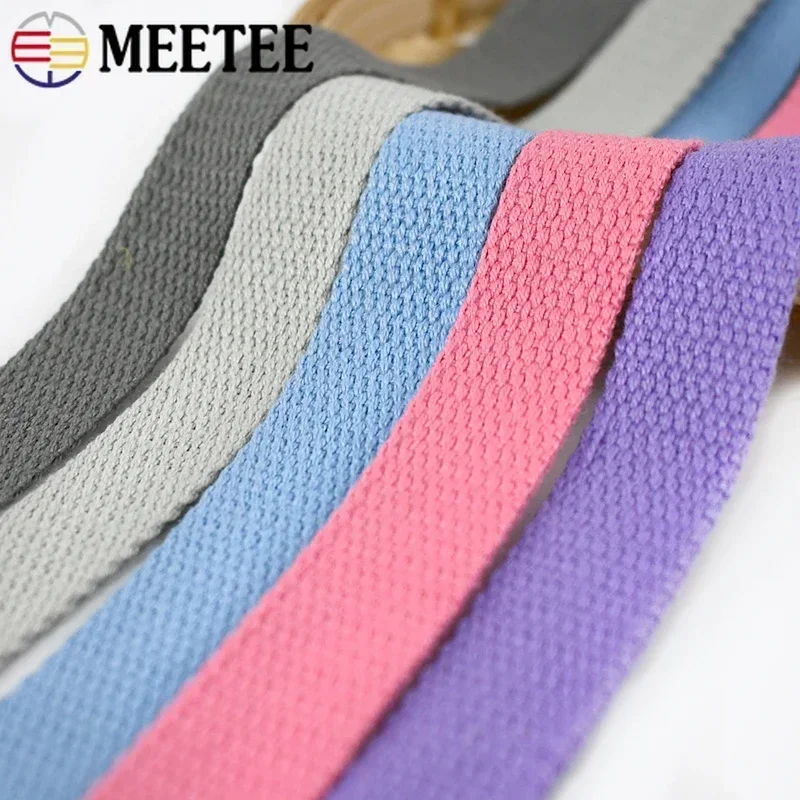 45M Meetee 20-50mm Cotton Webbing Tape Polyester Canva Ribbon for Backpack Strap Clothes Belt Bias Band DIY Sewing Accessories