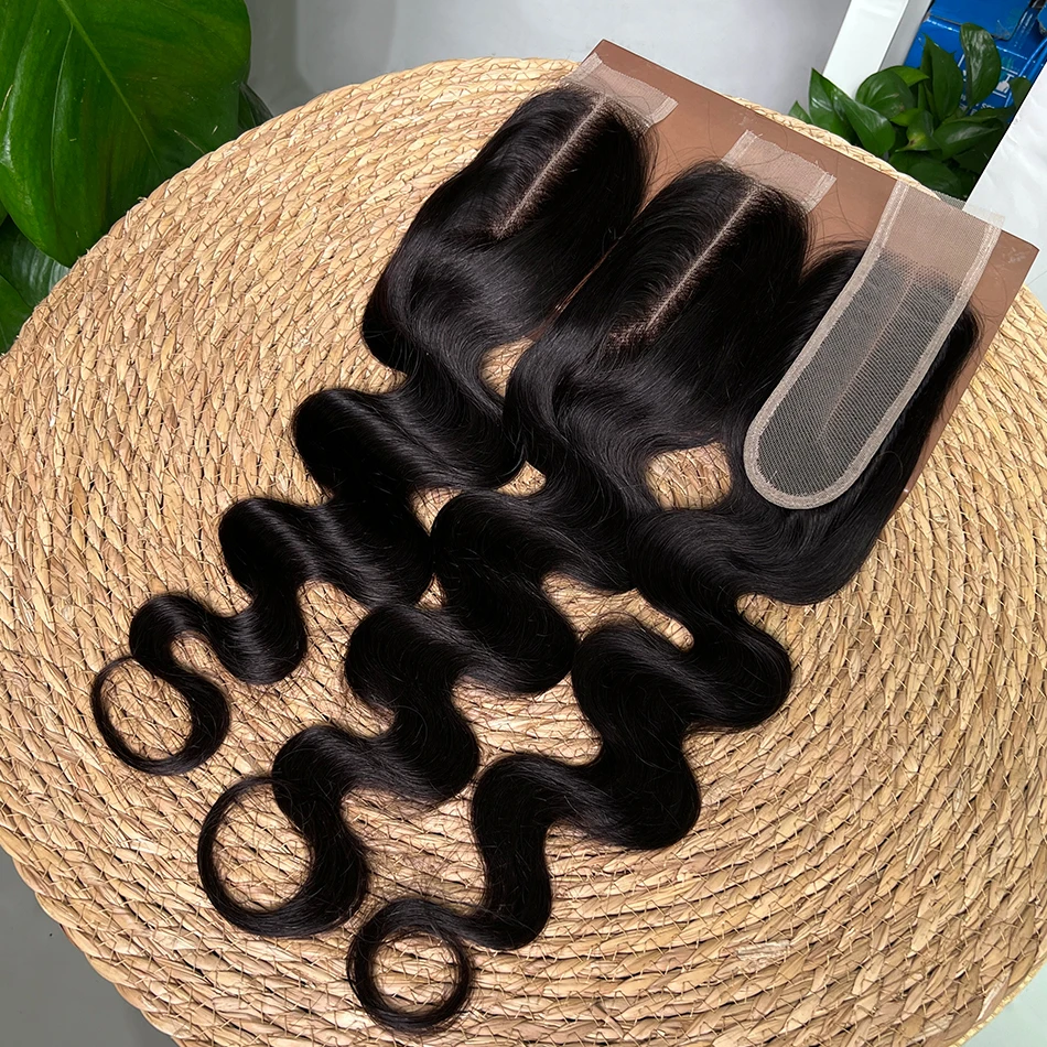 الجسم موجة 2x6 HD الدانتيل الشفاف إغلاق 100% الشعر البشري قبل قطعها ابيض عقدة الدانتيل اللون الطبيعي الخام شعر بشري لعذراء