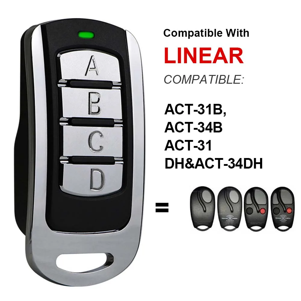 LINEAR MCT-11 ACT-21 ACT-22 ACT-31B ACT-34B ACT-31DH ACT-34DH Garage Door Remote Control 433.92mhz Gate Opener